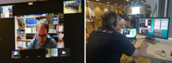 Video conferencing with Dr. Wolfgang Fiedler (MPI Radolfzell) enabled with the support of the Deutsches Forschungsnetz with full IT support at the MPG Sustainability Workshop 2019 in Magdeburg.
