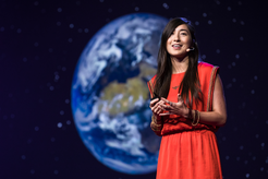 Miho @ her TED talk in 2017.